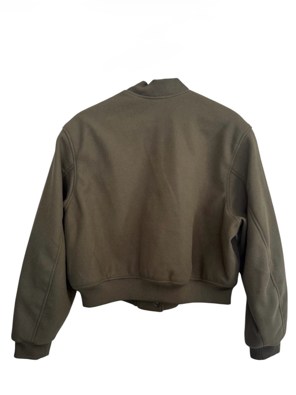 H&M Felted Bomber Jacket Olive Green Size Medium View 3